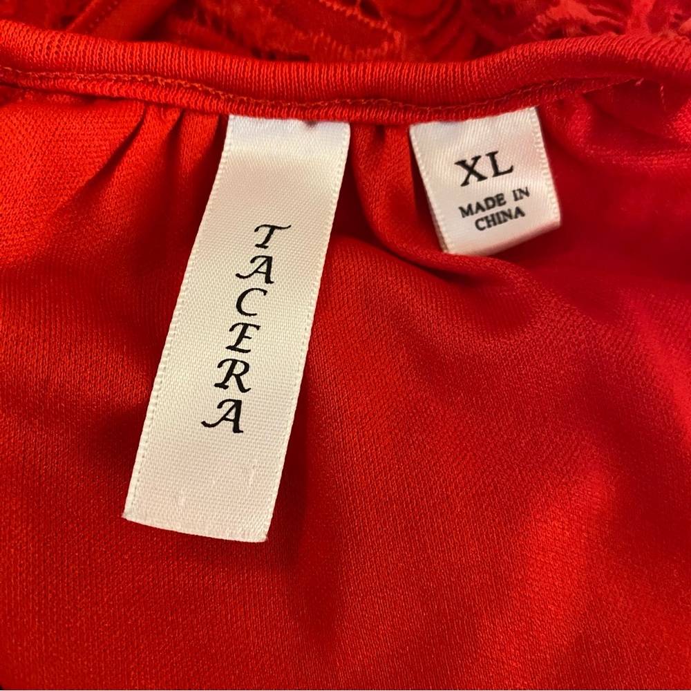 Tacera Elegant Red Lace Halter Women's Blouse Sz XL Sleeveless spaghetti strap - Picture 3 of 10